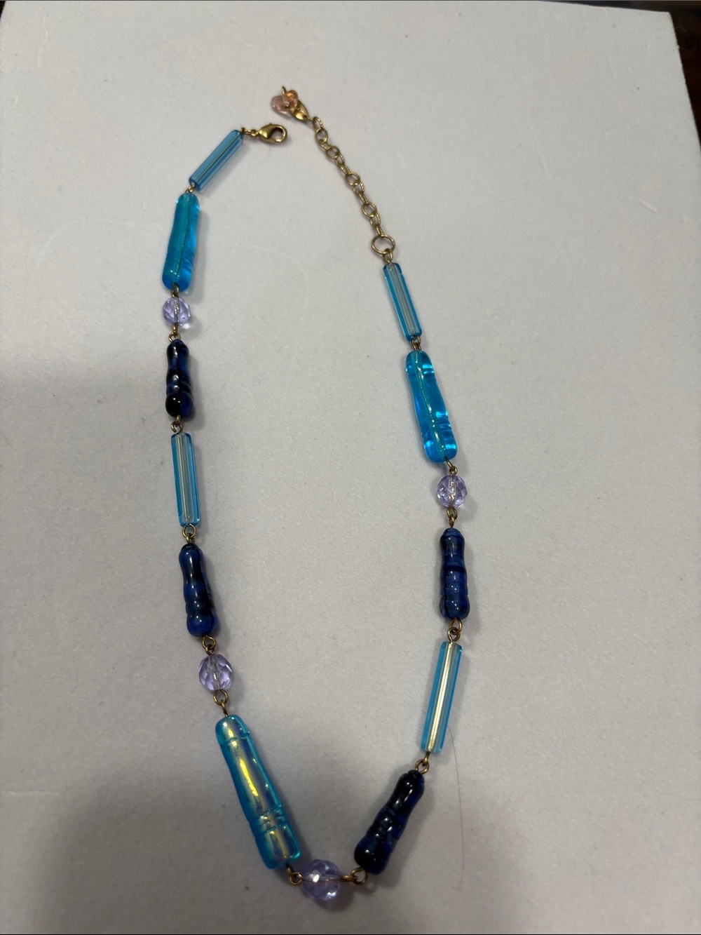Sabika Blue and Aqua Glass Bead Necklace